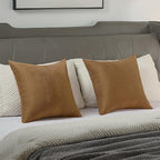 FUTEI Rust Chenille Throw Pillow Covers 16x16 Inch Set of 2,Soft Wide Chevron Textured Cushion Case,Farmhouse Home Decor for Couch Bed Living Room