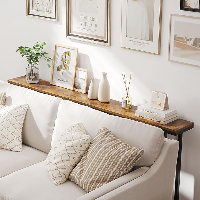 Yaheetech Narrow Console Table with Sturdy Metal Frame, 71 Inch Extra Long Entryway Sofa Table for Behind Couch, Hallway, Living Room, Rustic Brown