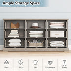9 Drawer Dresser for Bedroom, 63" Wide Wooden Chest of Drawers, Rustic Farmhouse Dresser with Large Drawers & Metal Handles, Modern Storage Organizer for Closet, Living Room, Hallway, Grey