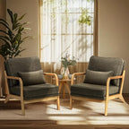 COLAMY Mid Century Modern Accent Chair with Lumbar Pillow, Relaxing Armchair with Solid Wood Frame & Soft Cushion, Reading Leisure Chair for Living Room,Bedroom,Waiting Room（Green）