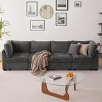 TEKAMON 123" Modular Sectional Sofa,Extra Large Comfy Cloud 4-Seat Deep Seat, Reversible Chaise Modular Sectional Couches for Living Room and Apartmenr,Grey