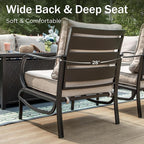 PHI VILLA Patio Furniture Conversation Set for 2, Deluxe Outdoor Patio Set with 2 Stable Padded Sofa Chair