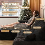 108" Sectional Couches for Living Room Modern Modular Sofa with L-Shape Couchs Upholstered Boneless Couch Deep Seat Sectional Couch with Chaise (Black, Left Facing Chaise+2Seaters)