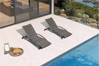 PURPLE LEAF Patio Chaise Lounge Chair Set of 2 Wicker Tanning Outdoor Pool Adjustable Recliner Chair for Outside Beach Poolside Sunbathing Lounger Light Gray