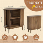 Small Sideboard Buffet Cabinet with Storage, Sliding Doors, 31" Wood Narrow Accent Storage Cabinet, Modern Buffet Table for Kitchen, Living Room (Walnut)