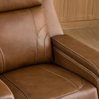 Watson & Whitely Oversized Lay Flat Recliner for Big and Tall, Genuine Leather Electric Recliner Chairs for Adults with Power Headrest & Chargers for Living Room, Saddle Brown