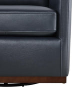 CHITA Genuine Leather Swivel Accent Chair, FSC Certified Mid Century Modern Arm Chair for Living Room and Bedroom, Fully Assembled, Navy