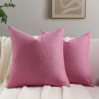 FUTEI Hot Pink Chenille Throw Pillow Covers 20x20 Inch Set of 2,Soft Wide Chevron Textured Cushion Case,Farmhouse Home Decor for Couch Bed Living Room