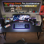 PRAISUN 47 X 24 Inch Computer Desk with Deeper Desktop, Gaming Office Writing Work Desk for Home Office, Study, Bedroom, Work from Home, Metal Frame, Black