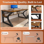 StarGraph Computer Desk 47'' Large Home Office Desk with Sturdy Metal Frame U Shaped Modern Computer Desks with Storage Study Writing Office Work from Home Desks (Rustic Brown, 47 inch)
