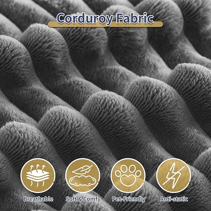 101" Boneless Sectional Couch,Compressed Memory Foam Couch in a Box, Modular Sectional Sofa with Oversized Chaise, Corduroy Boneless Sofa for Living Room, No Assembly Required (Grey)