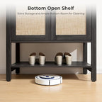 SICOTAS Shoe Storage Cabinet for Entryway - 5 Tier Rattan Entry Shoe Organizer Cabinet with Shelves & Doors, 2 Pieces Farmhouse Boho Tall Shoe Rack for Hallway, Living Room, Closet (Obsidian)