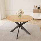 43.2"-59.1" Extendable Round Dining Table, Mid Century Modern Wooden Round Table, Leisure Oak Coffee Table,Saving Space