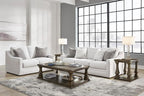 Signature Design by Ashley Maitelynn Contemporary Sofa with Accent Pillows, Reversible Cushions and Sloped Arms, Light Gray
