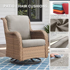 Patio Chair Cushions 5 Packs - Outside 22x24 High Back Water-Resistant Cushion with Zipper Cover for Outdoor Glider Rocking Chairs Loveseat 3-seat Couch Sofa – Beige/Regular