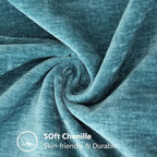 decorUhome Chenille Soft Throw Pillow Covers 18x18 Set of 2, Farmhouse Velvet Neutral Decorative Euro Pillow Covers with Stitched Edge for Couch Sofa Bed Home Decor, Teal
