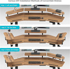 EUREKA ERGONOMIC Standing Gaming Desk with Dual Motor,63" Wing Shaped Computer Desk w Mouse Pad, Electric Adjustable Height Table w LED Monitor Stands,Slot Design,Walnut