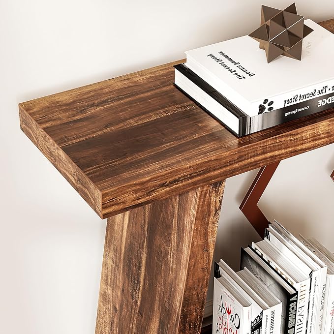 LITTLE TREE 70.9-Inch Console Table, Long Sofa Table Behind Couch, Farmhouse Console with Shelf for Entryway, Living Room, Hallway