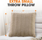 Cheer Collection Faux Fur Throw Pillows - Decorative Pillows for Couch, Bed Throw Pillows, Sand Accent Pillows for Bedroom or Living Room Aesthetic, Set of 2 Furry Throw Pillows, 16" x 16"