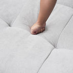 JACH Modern Ottoman Seat for Living Room, Linen Fabric Ottomans, Minimalist Foot Stool, Comfy Breathable Footstool for Living Room Apartment (White)