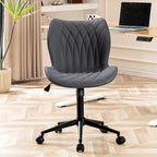 YOUNUOKE Armless Desk Chair Comfy Office Chair with Wheels HomeTask Chair Adjustable Computer Chairs Modern PU Leather Swivel Chairs Upholstered Makeup Vanity Chair(Grayish Purple)