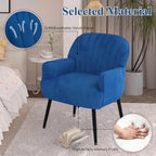 Velvet Accent Chair, Upholstered Modern Leisure Single Sofa Side Living Room Chair, Comfy Tufted Back Armchair with Metal Legs for Waiting Room/Bedroom/Office/Reading Room, Blue