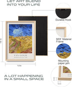HesenDot Van Gogh Framed Wall Art Set of 3, 12x16 Inch Canvas Prints, Wheatfield, Sunflowers, Landscape Paintings, Vintage Artwork Posters Home Decoration for Living Room Bedroom Gallery Office