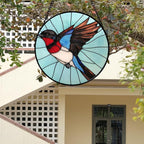 Stained Glass Window Hanging 4 Pcs Set Cardinal Blue Birds 7.8" - Suncatcher Door Garden Sun Catcher Decor Birthday Mother's Day for Bird Lovers Men Woman Nana Friend