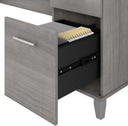 Bush Furniture 60-inch Home Office Desk with Drawers, Large Computer Table with Storage, Transitional Style, Somerset Collection, Platinum Gray