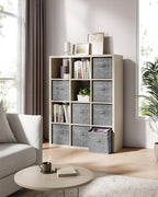 SONGMICS Storage Cubes, 13 x 13 x 13 Inches Non-Woven Fabric Bins with Double Handles, Set of 8, Closet Organizers for Shelves, Foldable, for Clothes, Cattail Gray UROB833G01