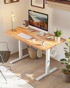 FEZIBO One-Piece Standing Desk Adjustable Height Stand up Home Office Desk, 32x20 Inch Electric Standing Computer Desk, with 4 Memory Presets, Headphone Hook, Light Rustic