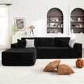 108" Boneless Couches for Living Room, Modular Sectional Sofa with Oversized Chaise, L-Shape Cloud Couch with Deep Seat, High-Density Memory Foam, No Assembly Required, Plush Corduroy Black