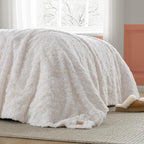 UGG Faux Fur King Blanket, Double-Sided Fluffy Blanket, Cozy Oversized Throw for Couch, Washable Bedding for California King Bed, Luxury Home Decor, 110" x 90", Natural White (Adalee)