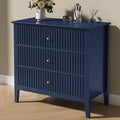 RoyalCraft 32" Large Nightstand, Fluted Painted Wood Dresser with 3 Spacious Drawers, Blue Modern Bedside Table for Bedroom