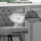 MINCETA Bar Stools Set of 4, 26 Inch Upholstered Barstools with Low Tufted Back and Footrest, Swivel Counter Height Barstools for Kitchen Island Home Bar Performance Fabric Gray