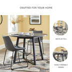 Signature Design by Ashley Centiar Mid Century Round Dining Room Table with Metal Legs, Gray & Black
