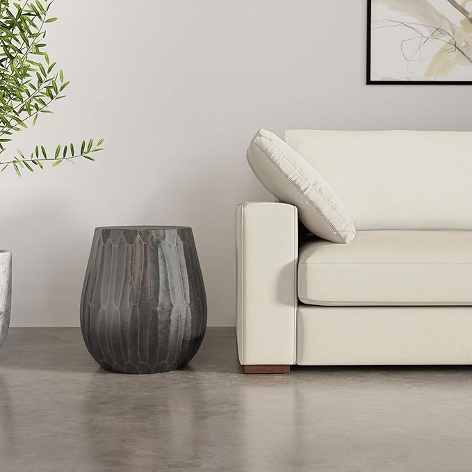 SIMPLIHOME Nellie Metal Side Table in Graphite, 18.5-inch Round, Cast Aluminum Contemporary Accent Table for Living Room, Bedroom, Fully Assembled