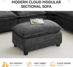 35‘’ Modern Chenille Cloud Sofa Ottoman,Rectangle Ottoman for Modular Sectional Sofa, Dark Grey