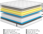 Queen Mattress, 12 Inch Hybrid Mattress in a Box, Memory Foam and Individual Pocket Springs, Soft and Breathable, Soft Feel