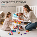 Vtopmart 4 Pack Clear Stackable Storage Bins with Lids 24QT, Foldable Storage Boxes with Doors Open Front, Plastic Containers for Closet, Craft, Toys, Pantry Organization