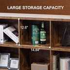 8 Cube Storage Organizer Bookshelf, Industrial Horizontal Bookcase, Accent Cubby Shelf, Media Console Table for Living Room, Home Office, 13.6" D x 63" W x 30.9" H, Rustic Brown