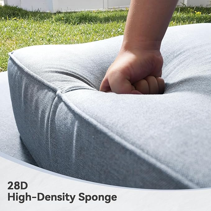 Luxury 6" Outdoor Cushions for Patio Furniture, 24x24x6" Thick Seat Cushion Set of 9, Fade Resistant Couch Chair Replacement Cushions High Density Wicker Chair Cushion w/ Removable Cover Baby Blue