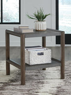 Signature Design by Ashley Kallenny Contemporary End Table with Faux Cement Top and Open Shelf, Dark Brown & Gray