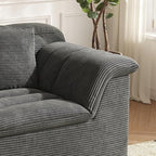 44" Cloud Sectional Couch with Single Arm, Modern Compressed Sofa, Comfy Sleeper Sofa, Corduroy Upholstered Couches for Small Space/Apartment, No Assembly Required, Dark Gray, Right Side