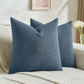 FUTEI Navy Blue Decorative Throw Pillow Covers 22x22 Inch Set of 2,Soft Cozy Wheat Ear Striped Patterns Cushion Cases,Modern Home Decor for Couch Bed Living Room