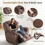 ANJ 2PCS Oversized Rocker Recliner Chairs Set, Manual 360° Swivel Recliners, Comfy Glider Rocking Chairs for Big Man, Extra Wide Overstuffed Reclining Chairs with Side Pocket for Living Room, Camel