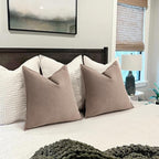 ZWJD Khaki Pillow Covers 26x26 Set of 2 Chenille Throw Pillow Covers with Elegant Design Soft and Luxurious Decorative Throw Pillows for Couch, Bed, and Home Decor
