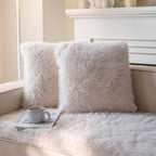 Neelvin Beige Faux Fur Cozy Fluffy Double-Sided Decorative Throw Pillow Covers 20x20 inch Set of 2,Velvet Pillowcase Cushion Case for Sofa Couch