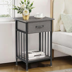 VECELO Nightstands, Industrial Side Table/End Tables with Drawer and Storage Shelf, Night Stands for Bedroom, Living Room, Wood Metal Furniture, Easy Assembly