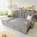 Ucloveria Sleeper Sofa Bed, 86" Convertible Sectional Sofa Couches for Living Room, Pull Out Couch Bed with Reversible Storage Chaise | USB Ports | Side Pockets | Removable Backrest